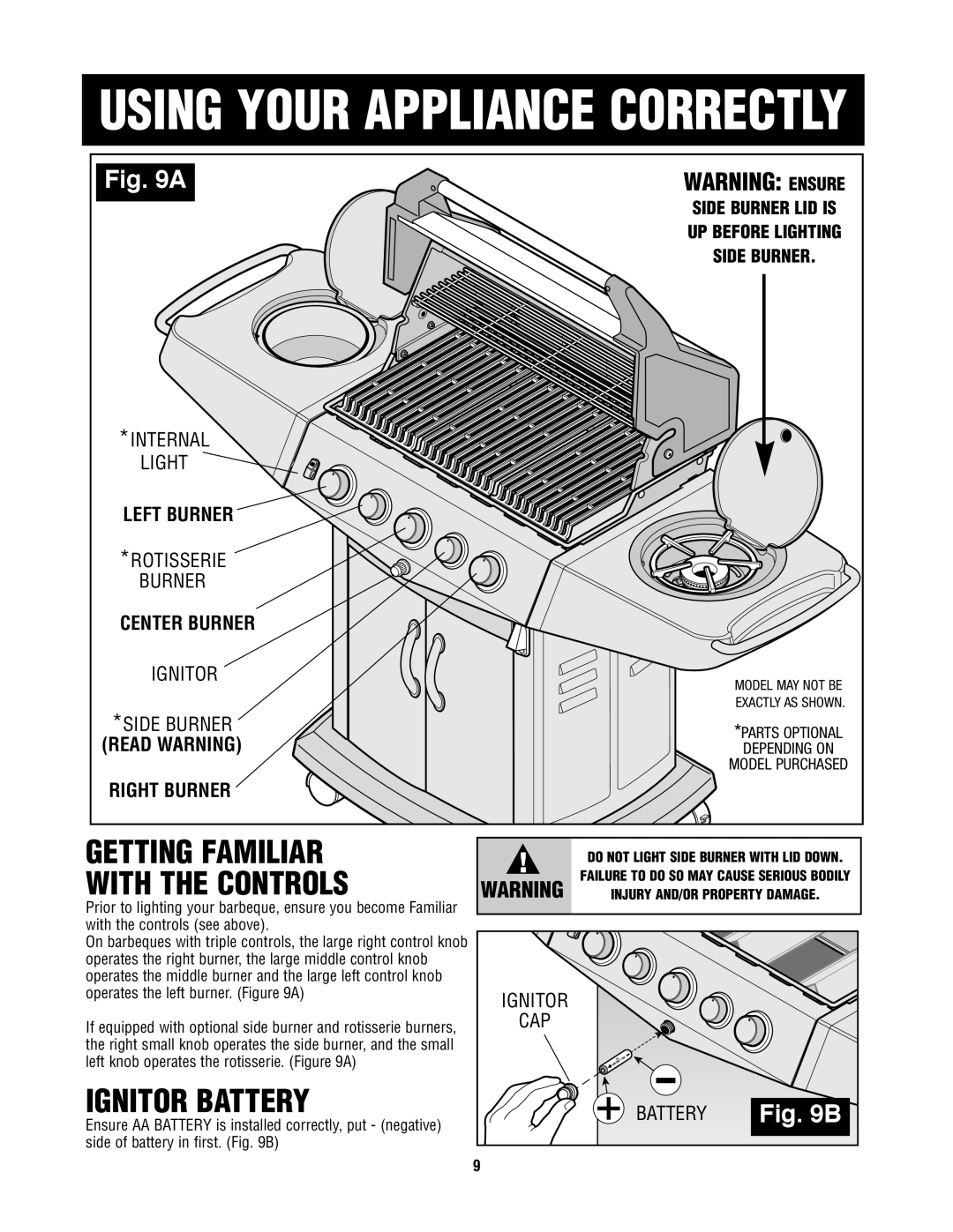 Fiesta FG50057 manual Getting Familiar With the Controls, Ignitor Battery 