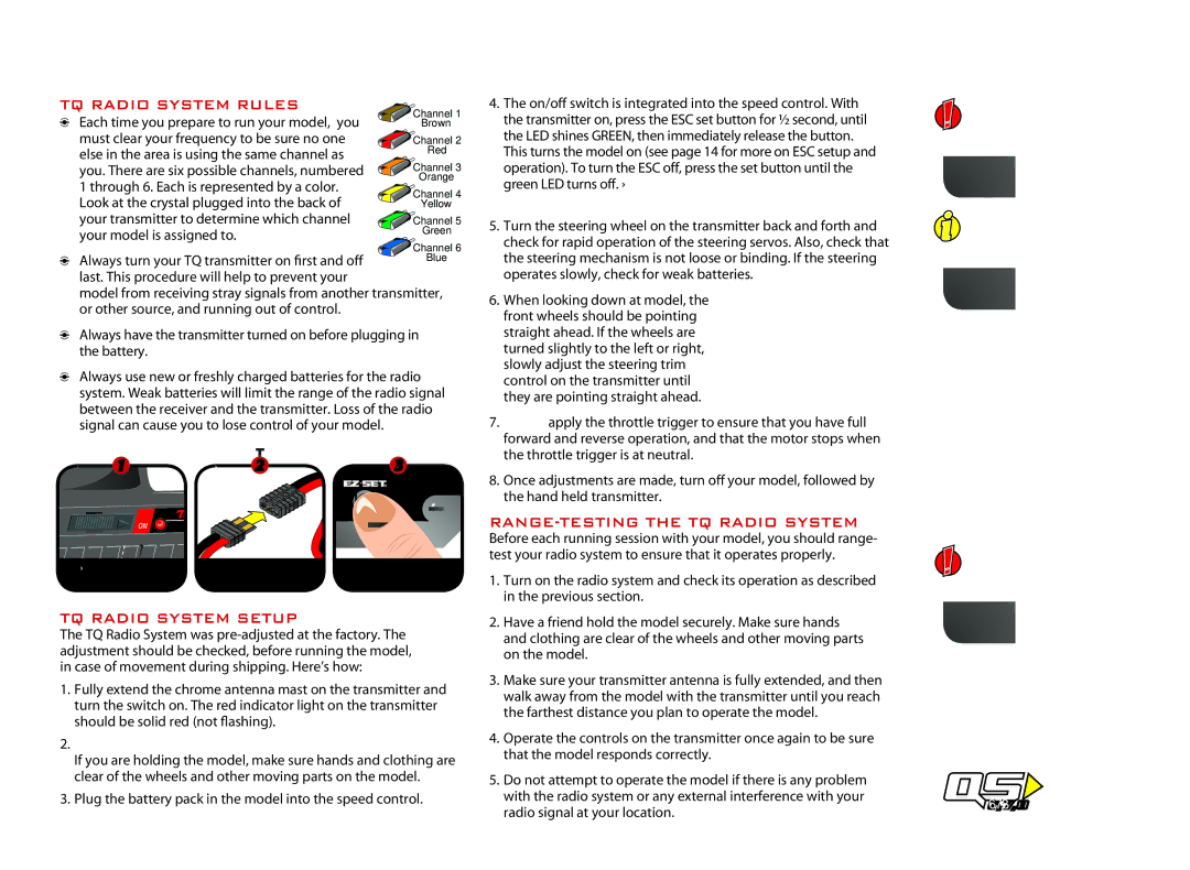 Fiesta Products 7305 manual TQ Radio System Setup, RANGE-TESTING the TQ Radio System 