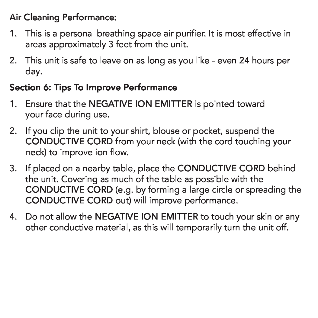 FilterStream A300 important safety instructions Air Cleaning Performance, Tips To Improve Performance 
