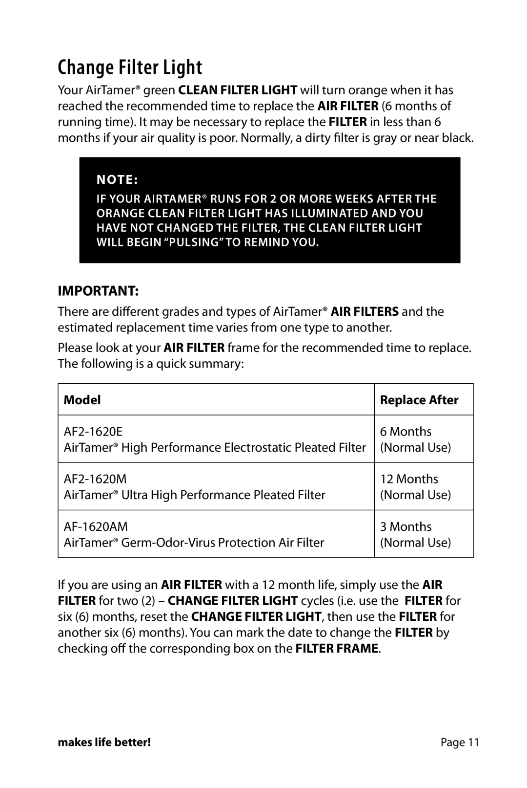 FilterStream A600 instruction manual Change Filter Light, Model Replace After 