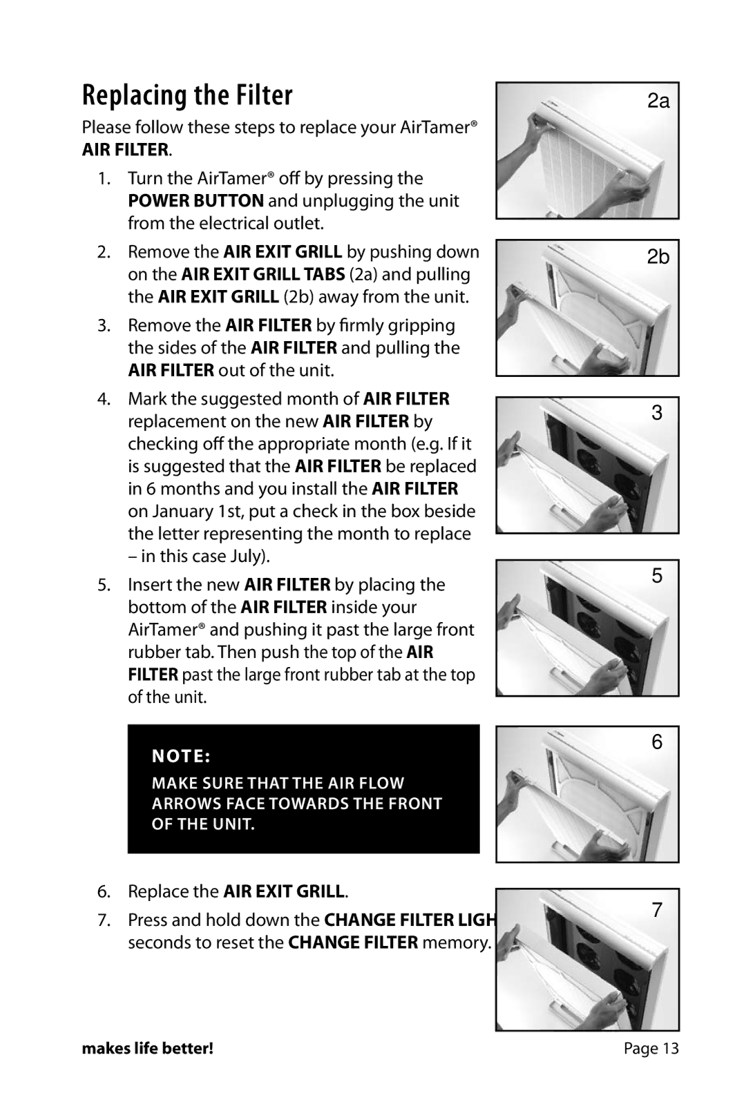 FilterStream A600 instruction manual Replacing the Filter, AIR Filter 