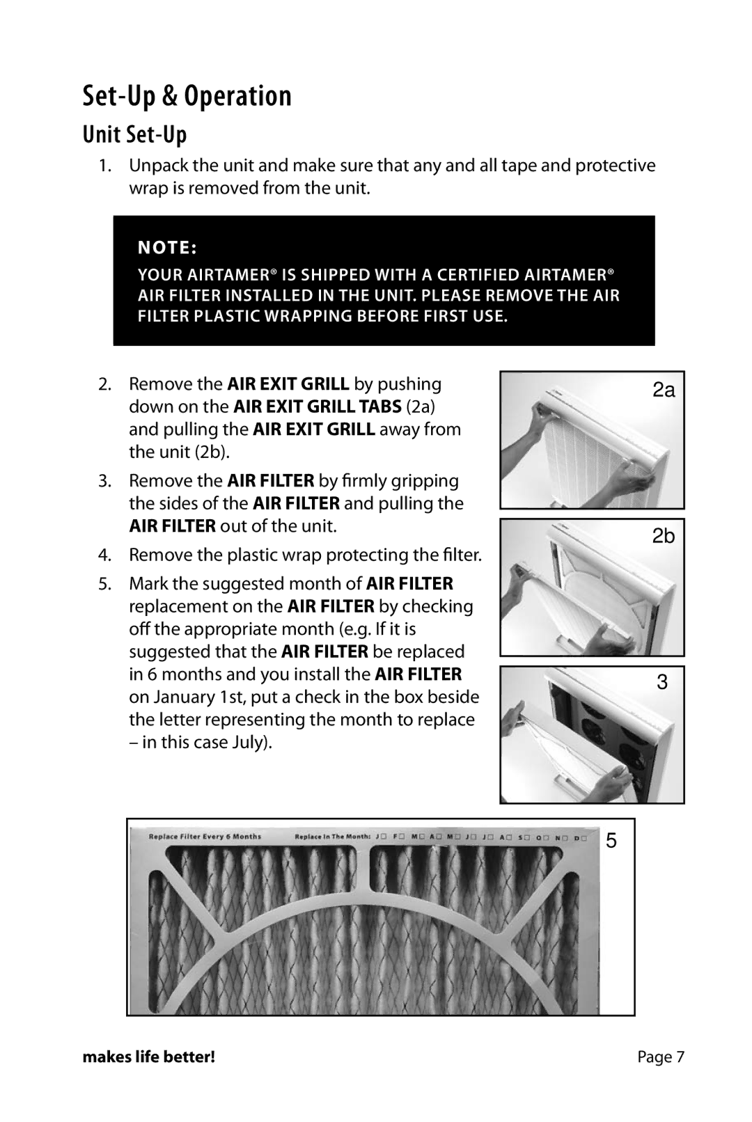 FilterStream A600 instruction manual Set-Up & Operation, Unit Set-Up 