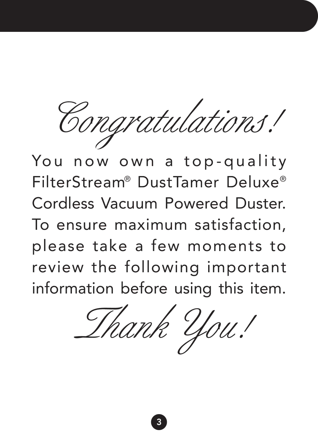 FilterStream D4200 instruction manual Thank You 