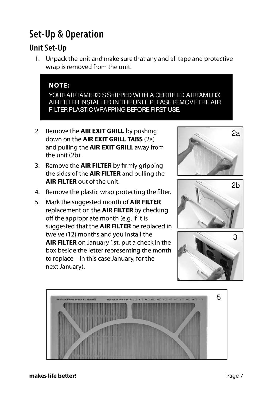 FilterStream HW_A710 instruction manual Set-Up & Operation, Unit Set-Up 