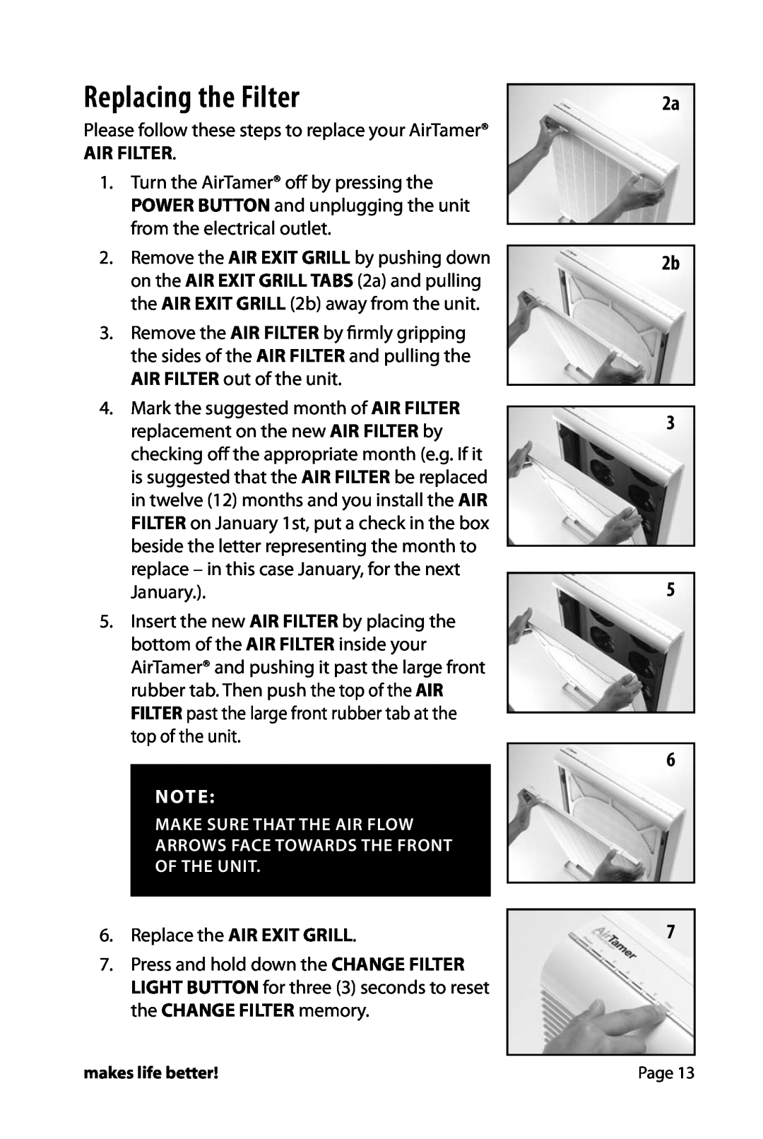 FilterStream HW_A710 instruction manual Replacing the Filter, 2a 2b 