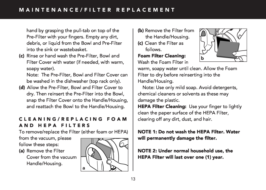 FilterStream V2100 instruction manual Foam Filter Cleaning 