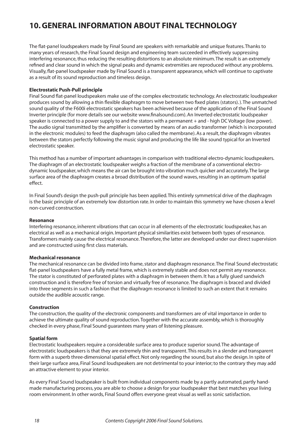 Final Sound F600i user manual General Information about Final Technology 