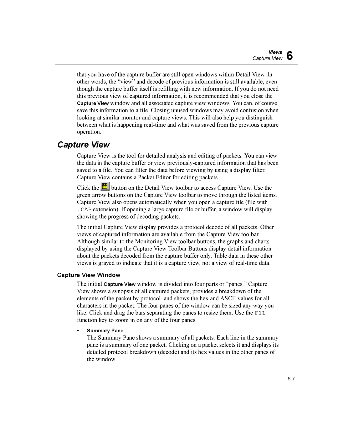 Finisar Surveyor manual Capture View Window, Summary Pane 