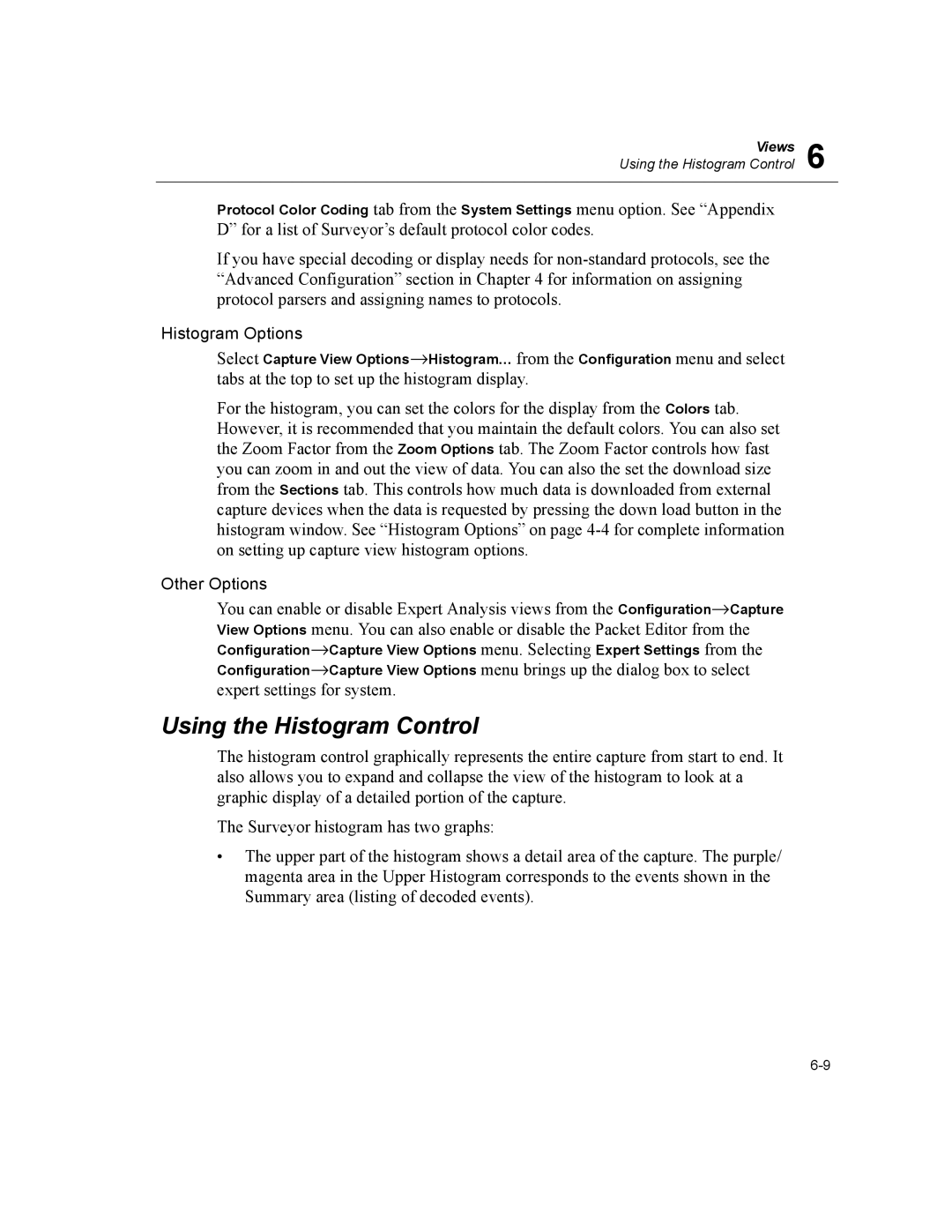 Finisar Surveyor manual Histogram Options, Other Options 