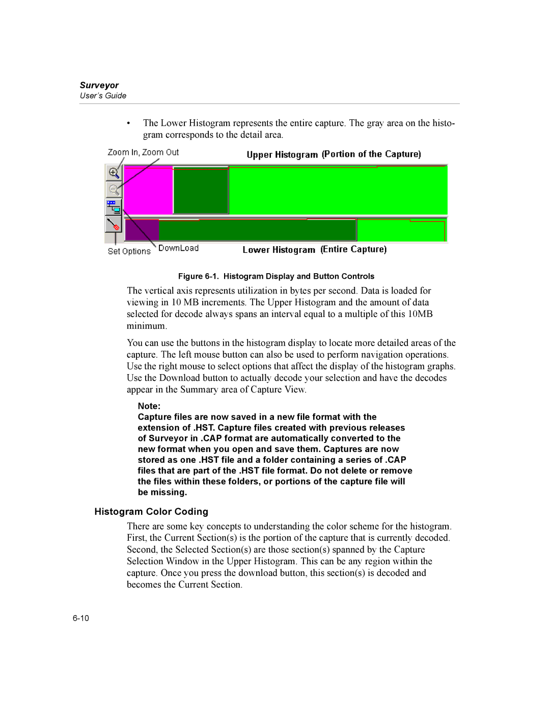 Finisar Surveyor manual Histogram Color Coding, Histogram Display and Button Controls 