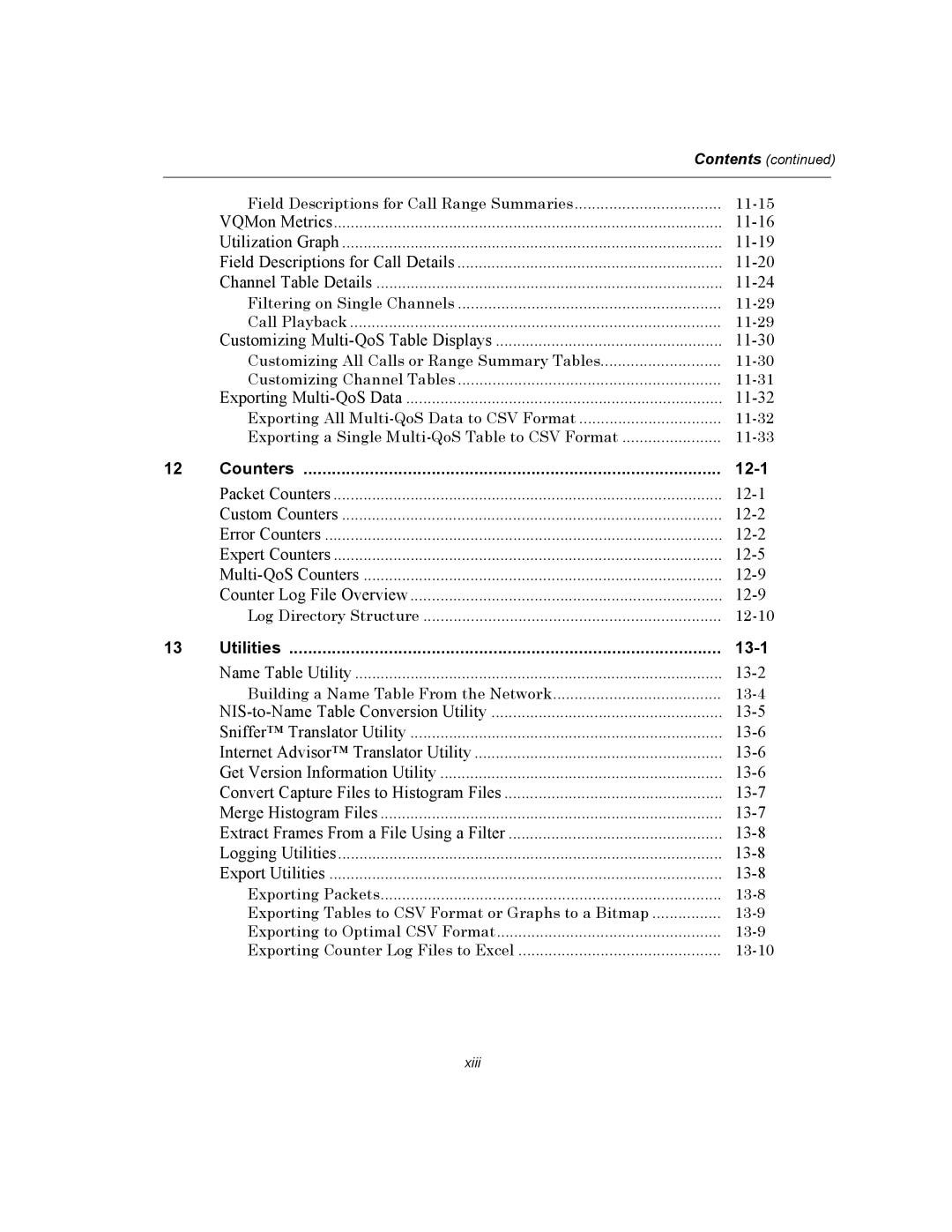 Finisar Surveyor manual 12-1, 13-1, Counters, Utilities 