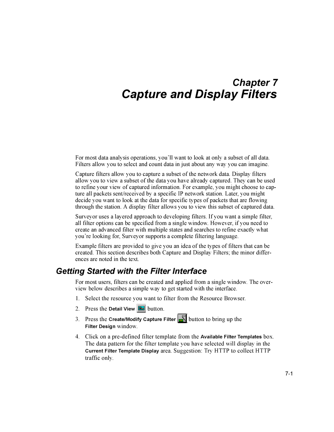 Finisar Surveyor Getting Started with the Filter Interface, Press the Create/Modify Capture Filter, Filter Design window 