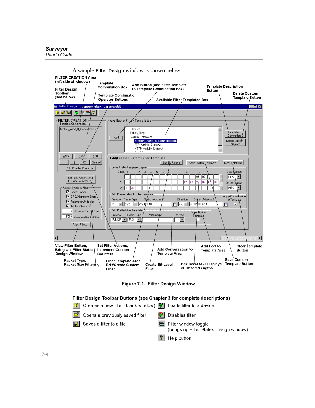 Finisar Surveyor manual Sample Filter Design window is shown below 