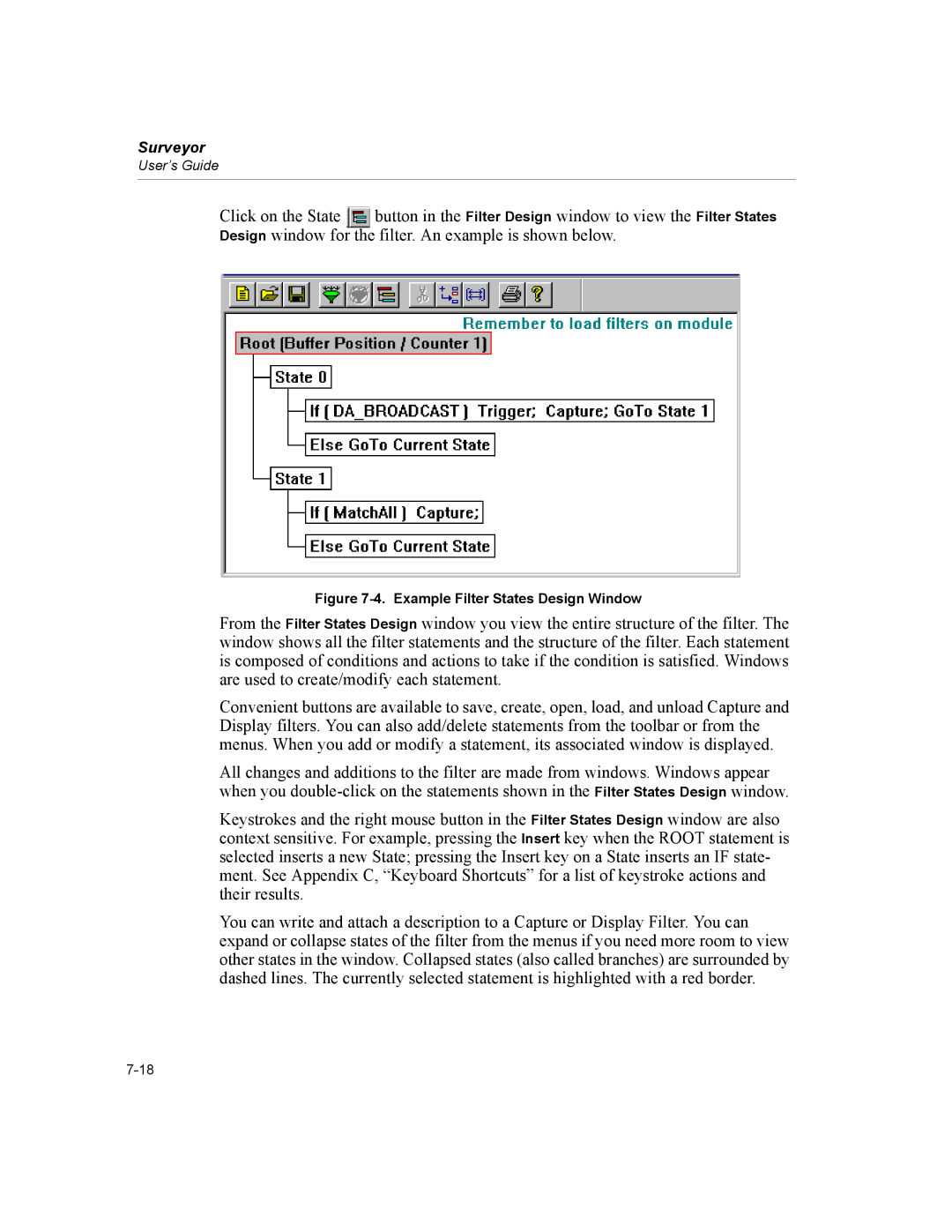 Finisar Surveyor manual Example Filter States Design Window 