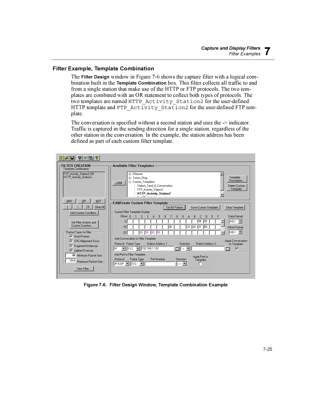 Finisar Surveyor manual Filter Example, Template Combination, Filter Design Window, Template Combination Example 