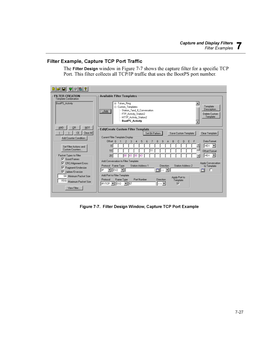 Finisar Surveyor manual Filter Example, Capture TCP Port Traffic, Filter Design Window, Capture TCP Port Example 