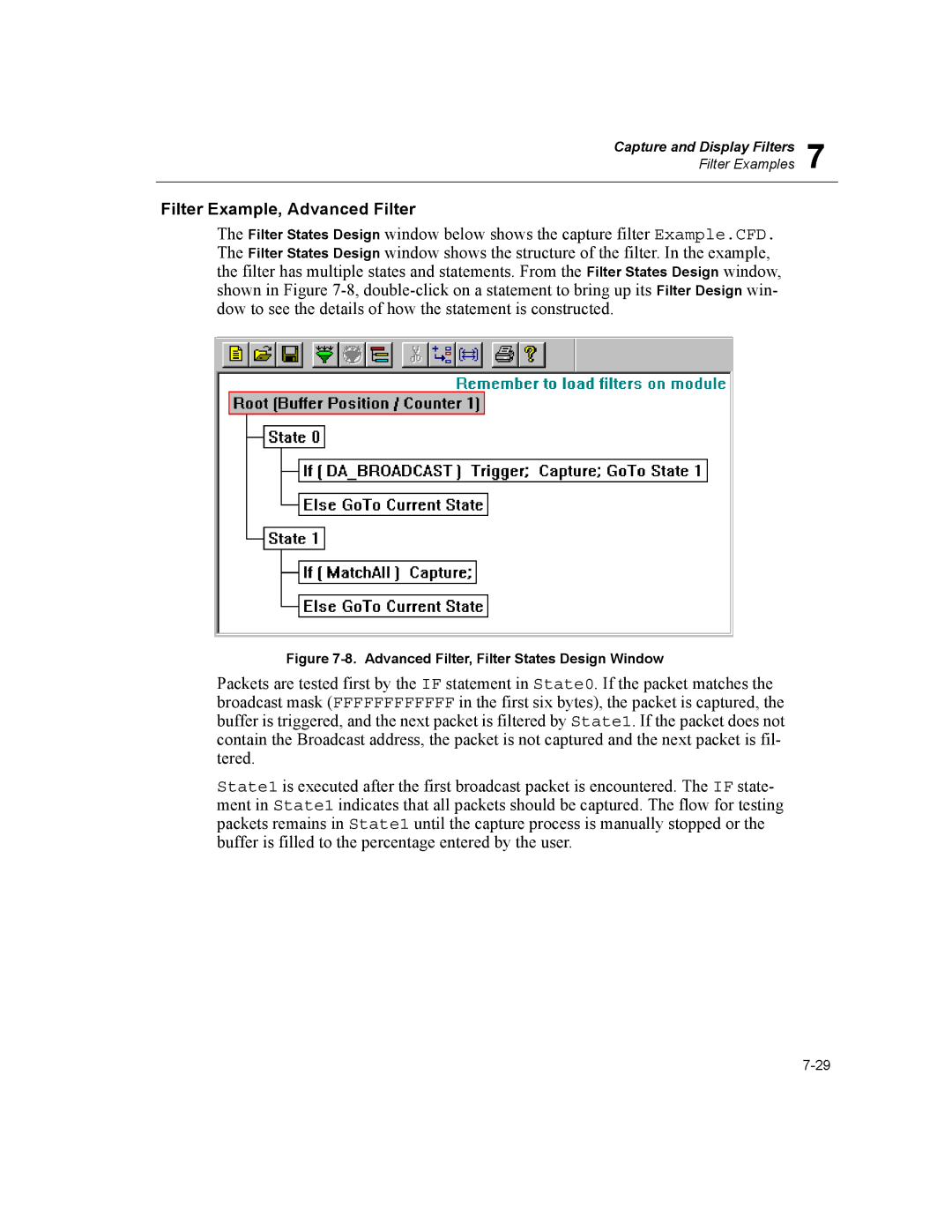 Finisar Surveyor manual Filter Example, Advanced Filter, Advanced Filter, Filter States Design Window 