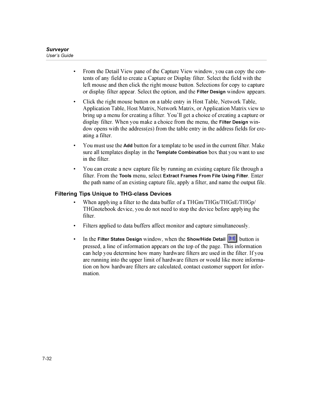 Finisar Surveyor manual Filtering Tips Unique to THG-class Devices 