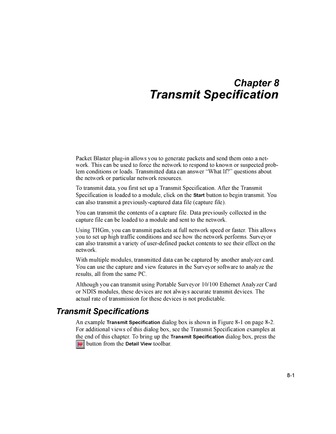 Finisar Surveyor manual Transmit Specifications 