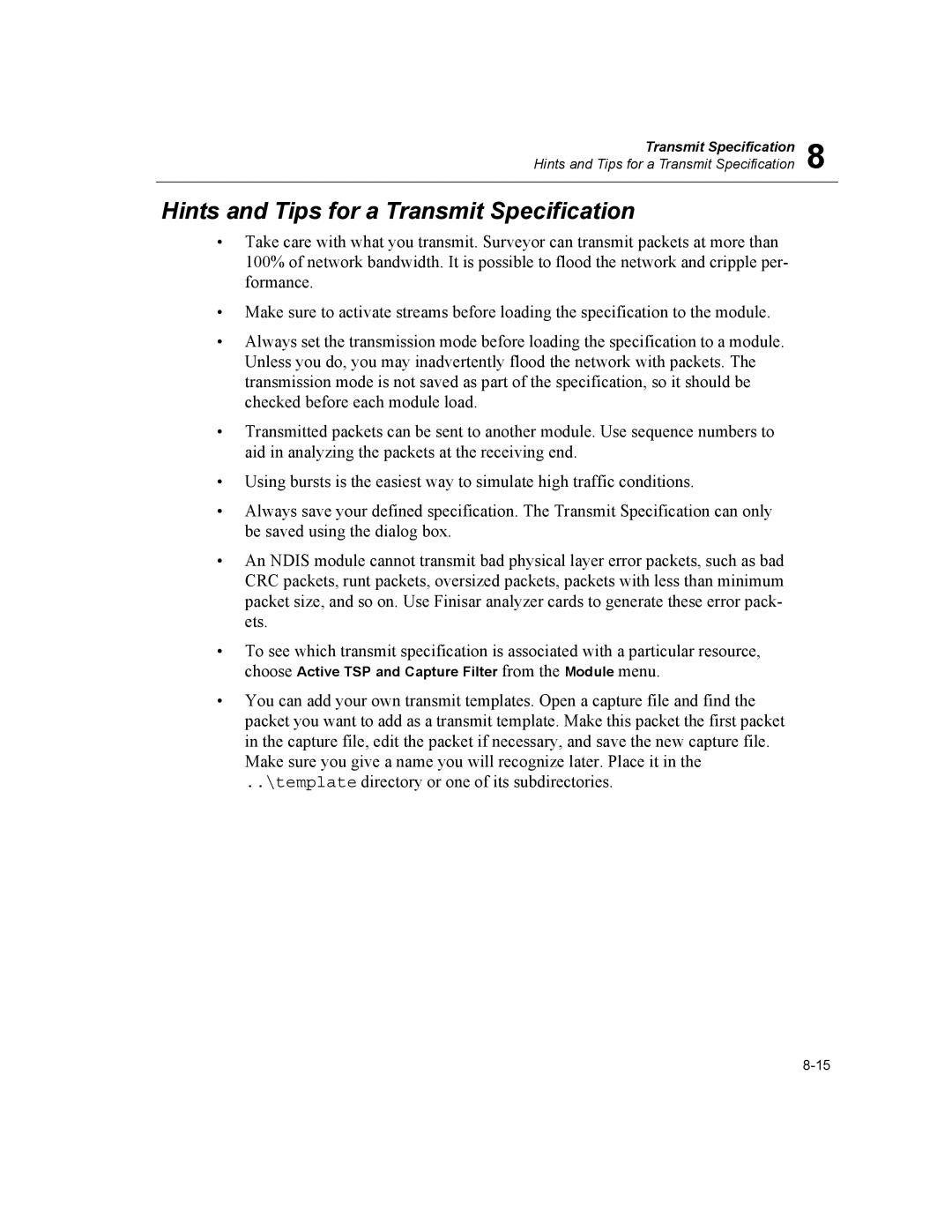 Finisar Surveyor manual Hints and Tips for a Transmit Specification 