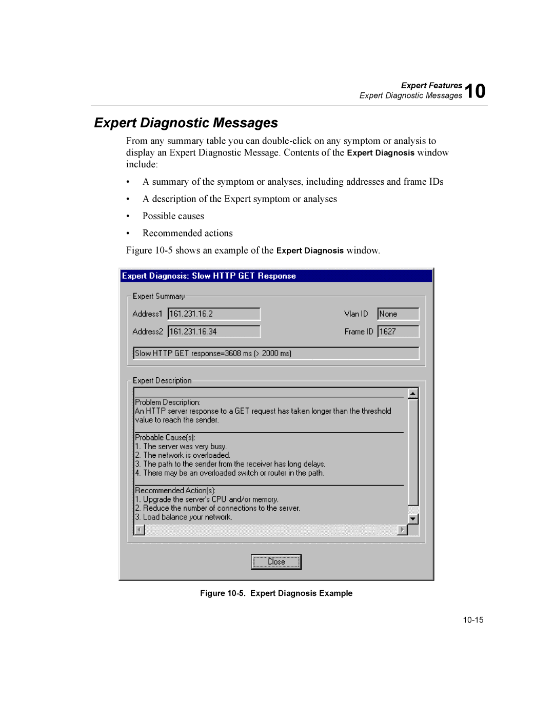 Finisar Surveyor manual Expert Diagnostic Messages, Expert Diagnosis Example 