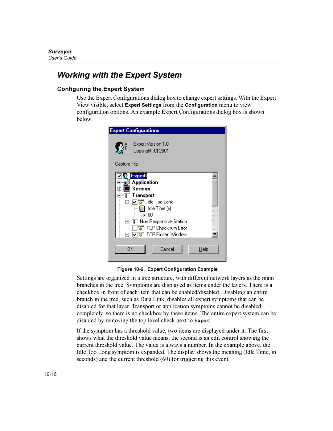 Finisar Surveyor manual Working with the Expert System, Configuring the Expert System 