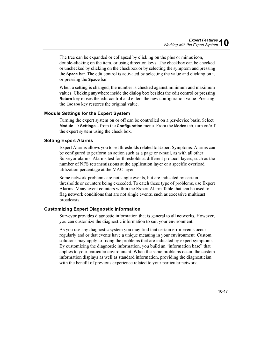 Finisar Surveyor manual Module Settings for the Expert System, Setting Expert Alarms 