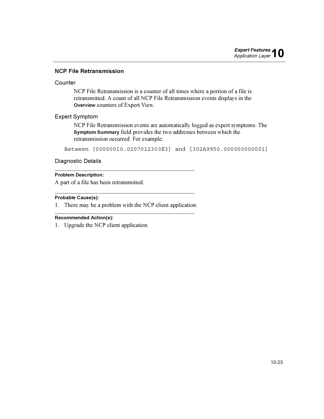 Finisar Surveyor manual NCP File Retransmission, Between 00000010.0207012303E3 and 302A9950.000000000001 