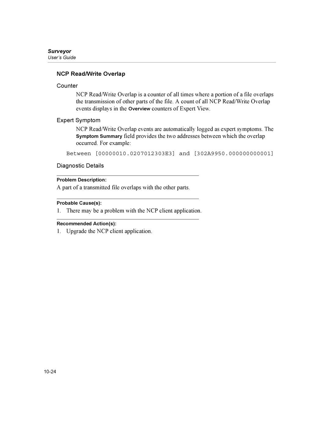 Finisar Surveyor manual NCP Read/Write Overlap 