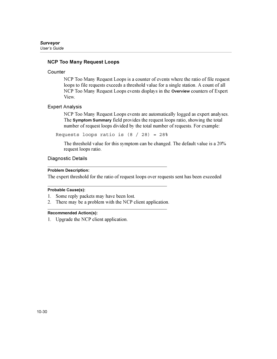 Finisar Surveyor manual NCP Too Many Request Loops, Requests loops ratio is 8 / 28 = 28% 