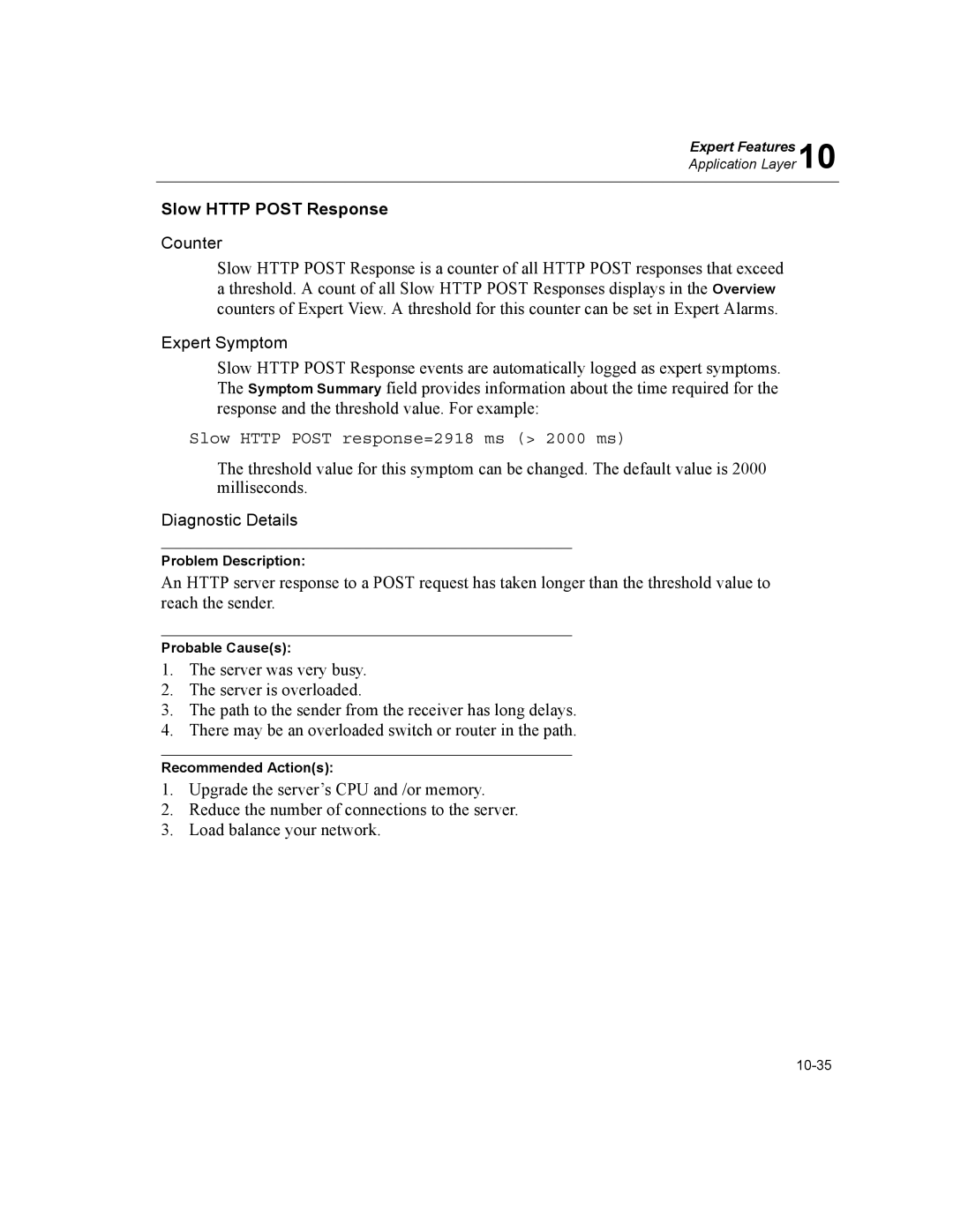 Finisar Surveyor manual Slow Http Post Response, Slow Http Post response=2918 ms 2000 ms 