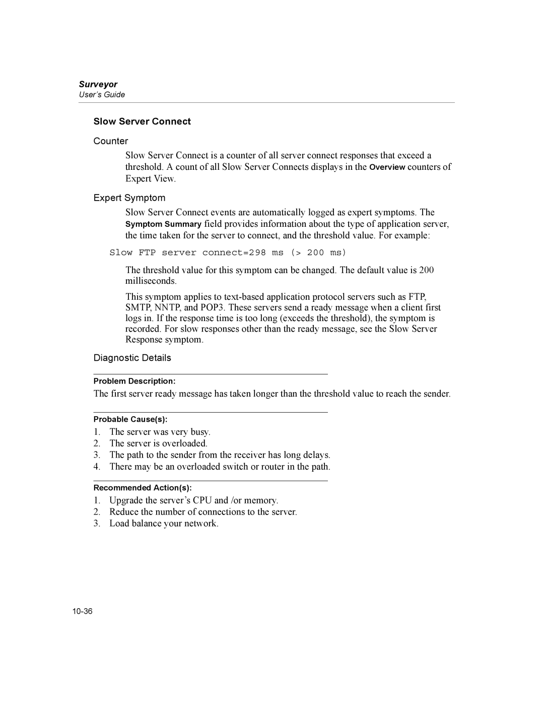 Finisar Surveyor manual Slow Server Connect, Slow FTP server connect=298 ms 200 ms 