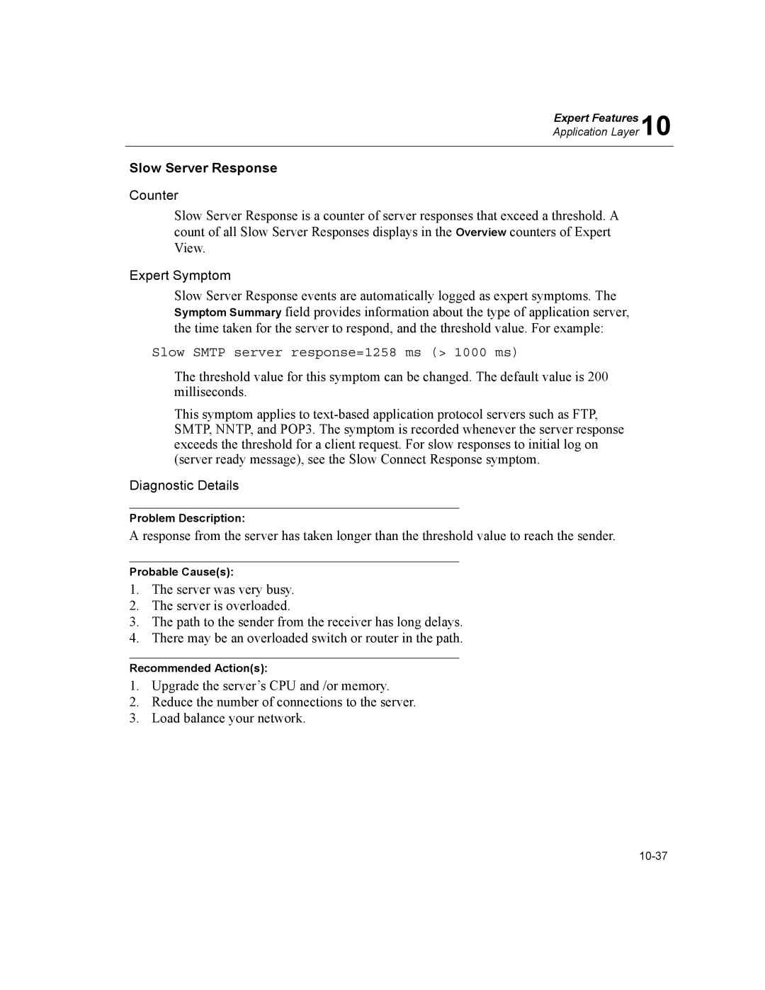 Finisar Surveyor manual Slow Server Response, Slow Smtp server response=1258 ms 1000 ms 