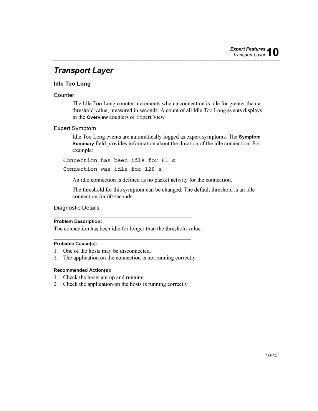 Finisar Surveyor manual Transport Layer, Idle Too Long 