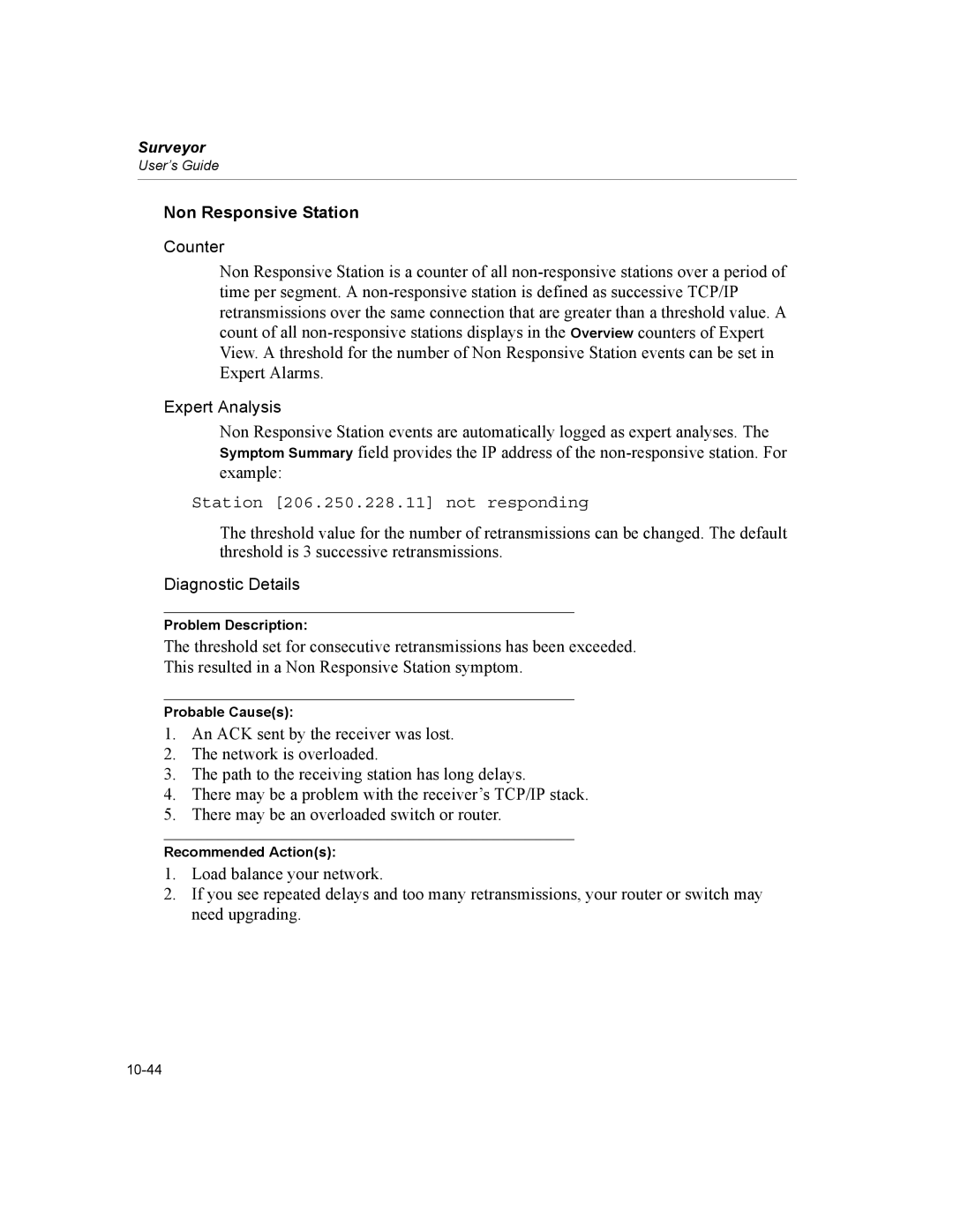 Finisar Surveyor manual Non Responsive Station, Station 206.250.228.11 not responding 