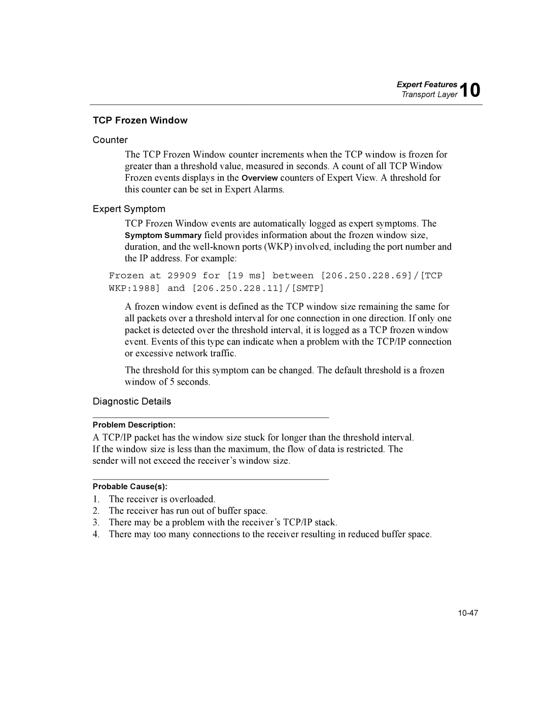 Finisar Surveyor manual TCP Frozen Window 