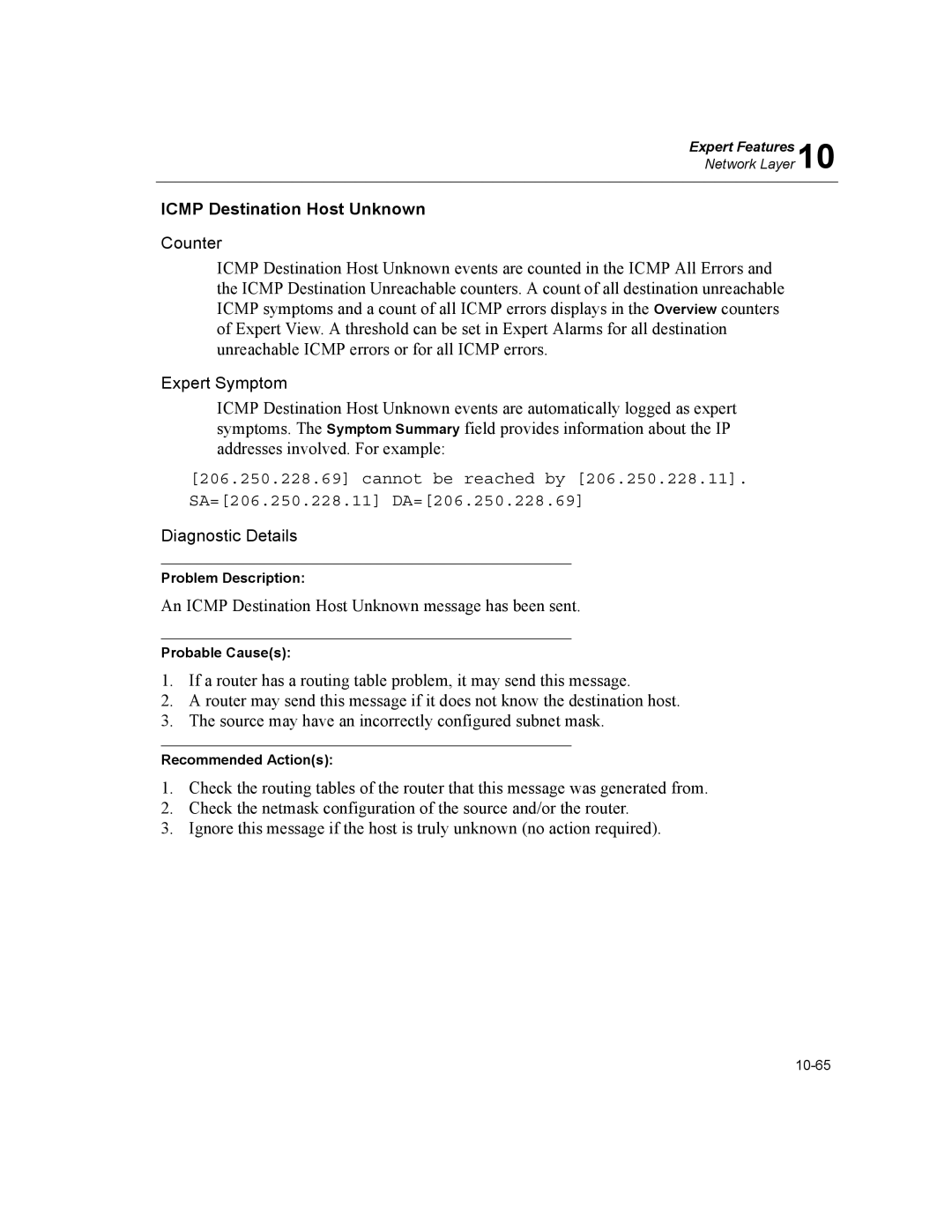 Finisar Surveyor manual Icmp Destination Host Unknown 