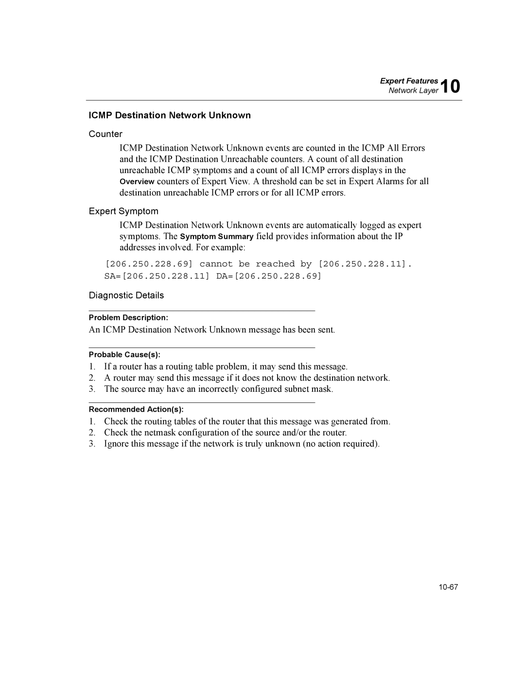 Finisar Surveyor manual Icmp Destination Network Unknown 