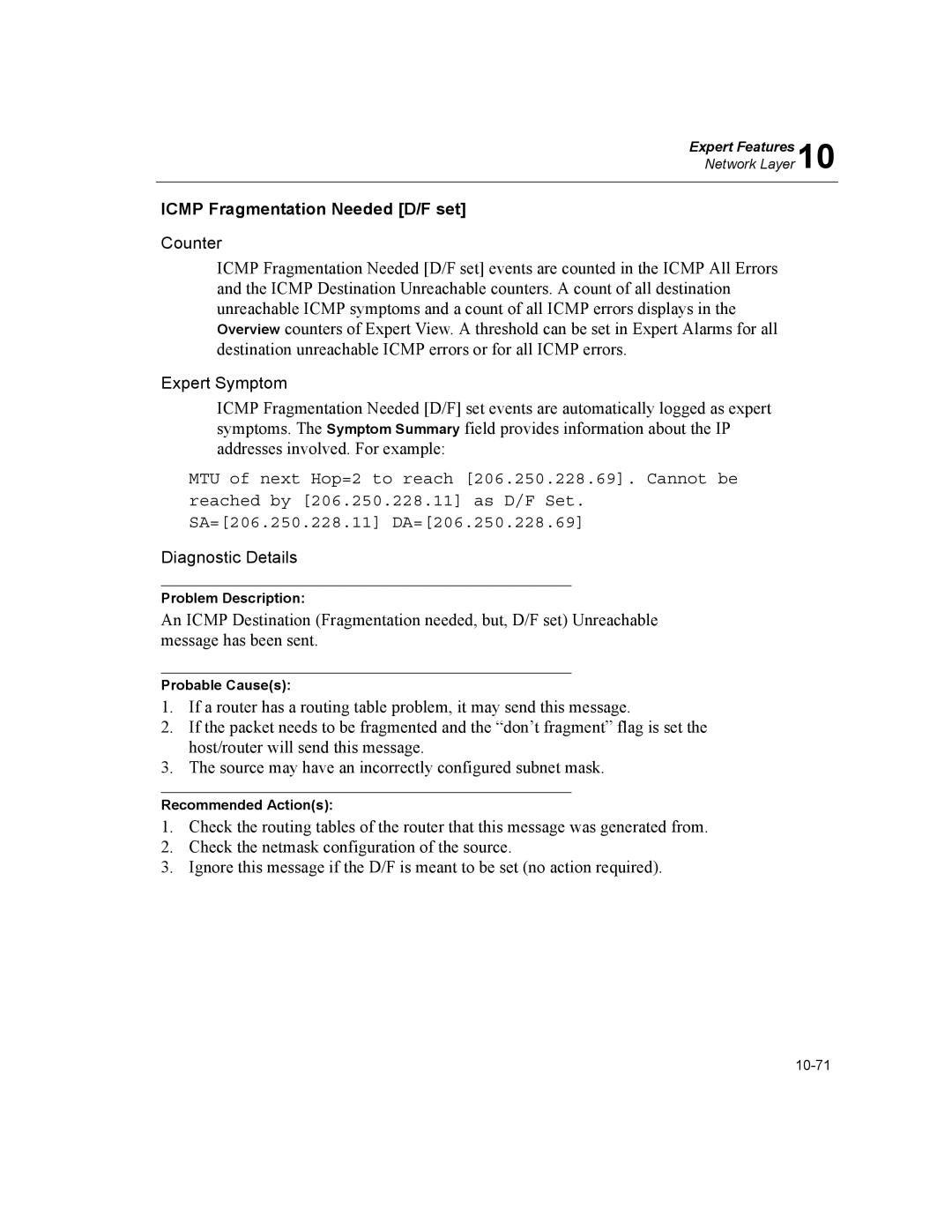 Finisar Surveyor manual Icmp Fragmentation Needed D/F set 