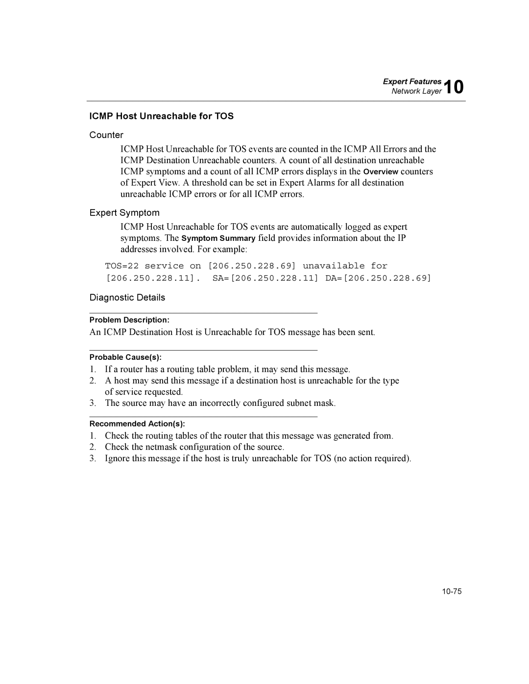 Finisar Surveyor manual Icmp Host Unreachable for TOS 