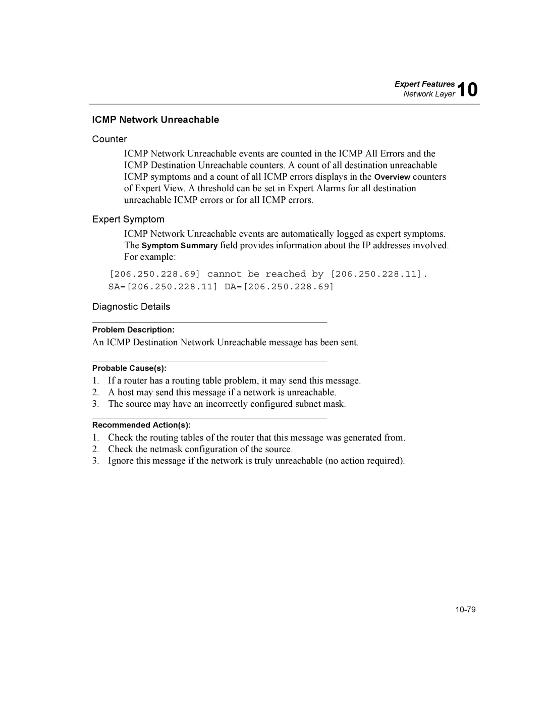 Finisar Surveyor manual Icmp Network Unreachable, Cannot be reached by SA=206.250.228.11 DA=206.250.228.69 