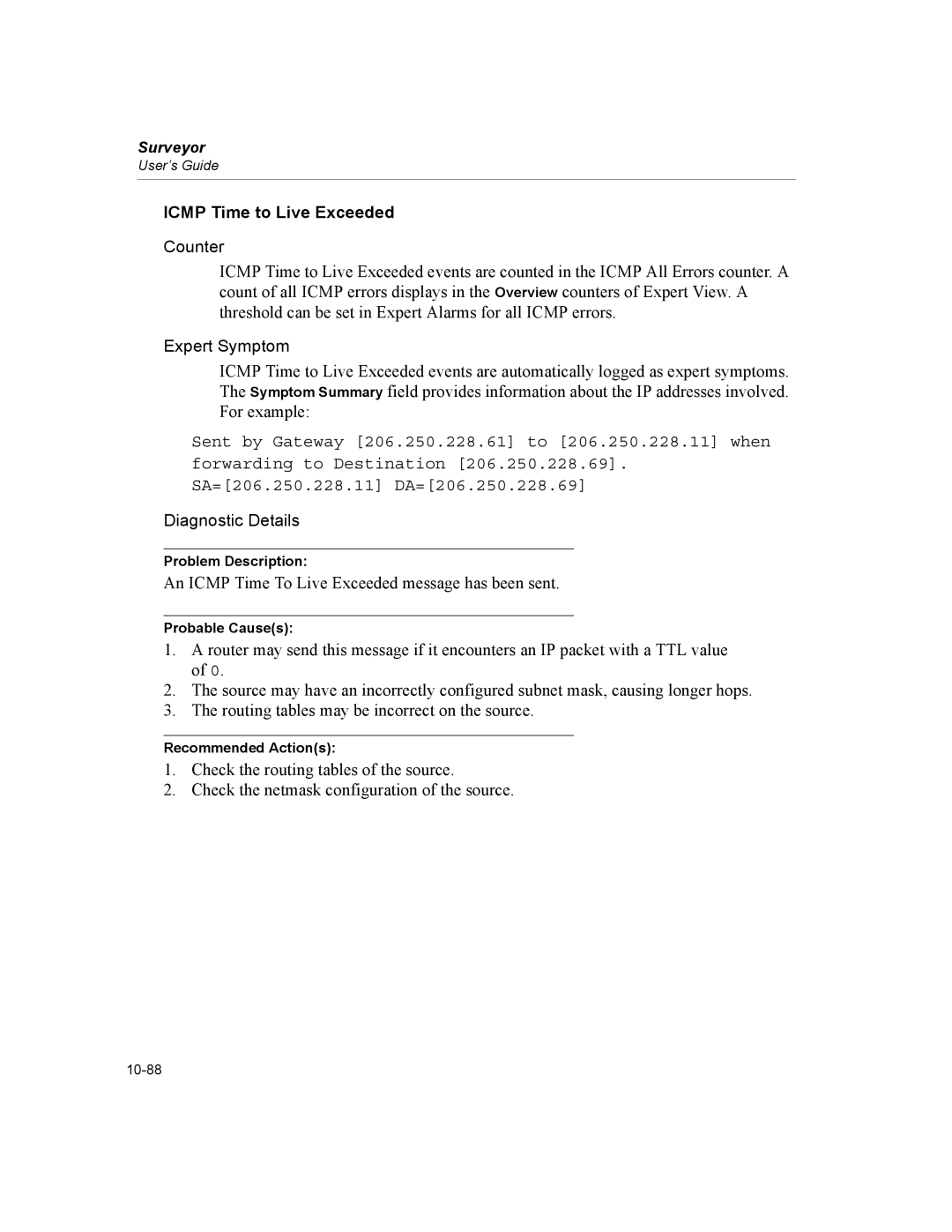 Finisar Surveyor manual Icmp Time to Live Exceeded 