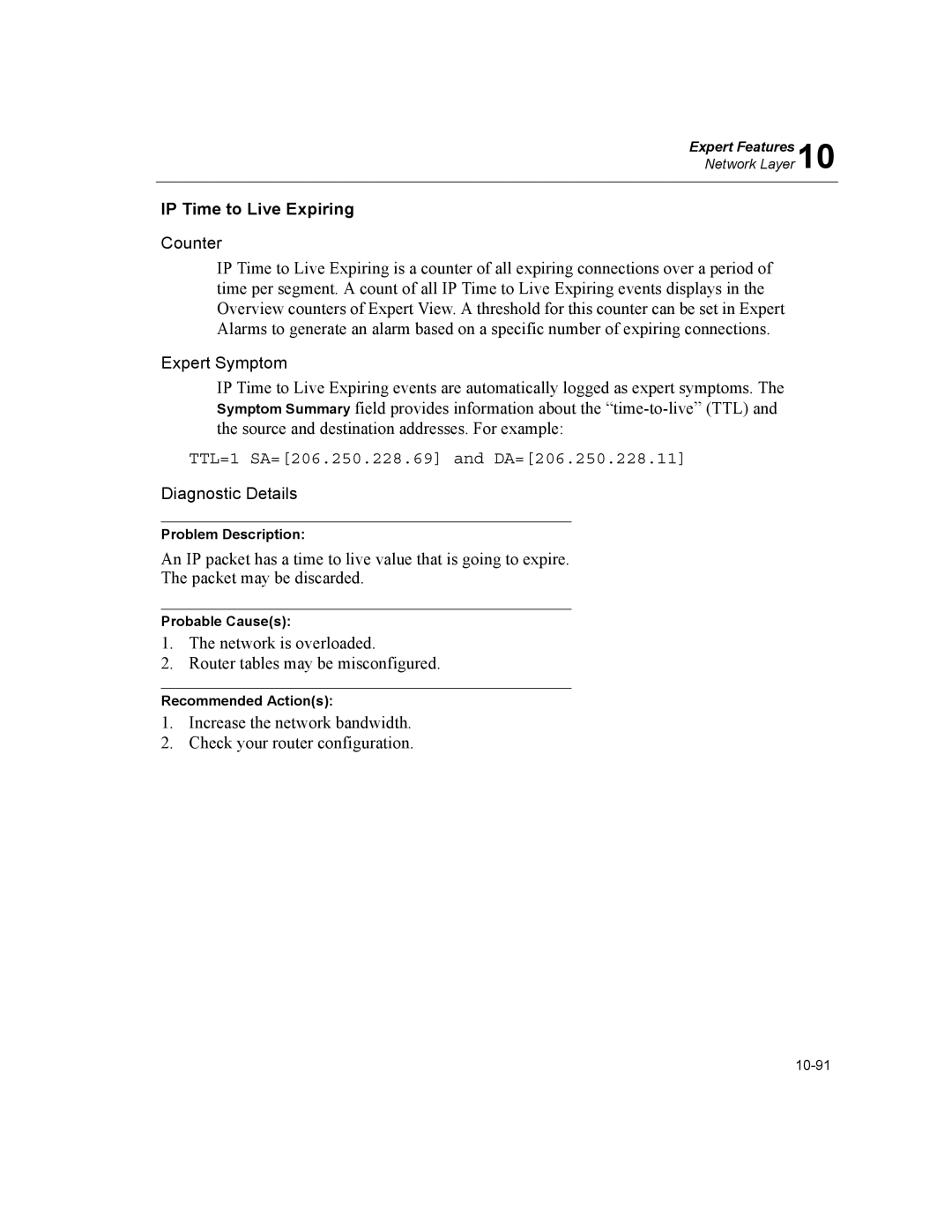 Finisar Surveyor manual IP Time to Live Expiring, TTL=1 SA=206.250.228.69 and DA=206.250.228.11 