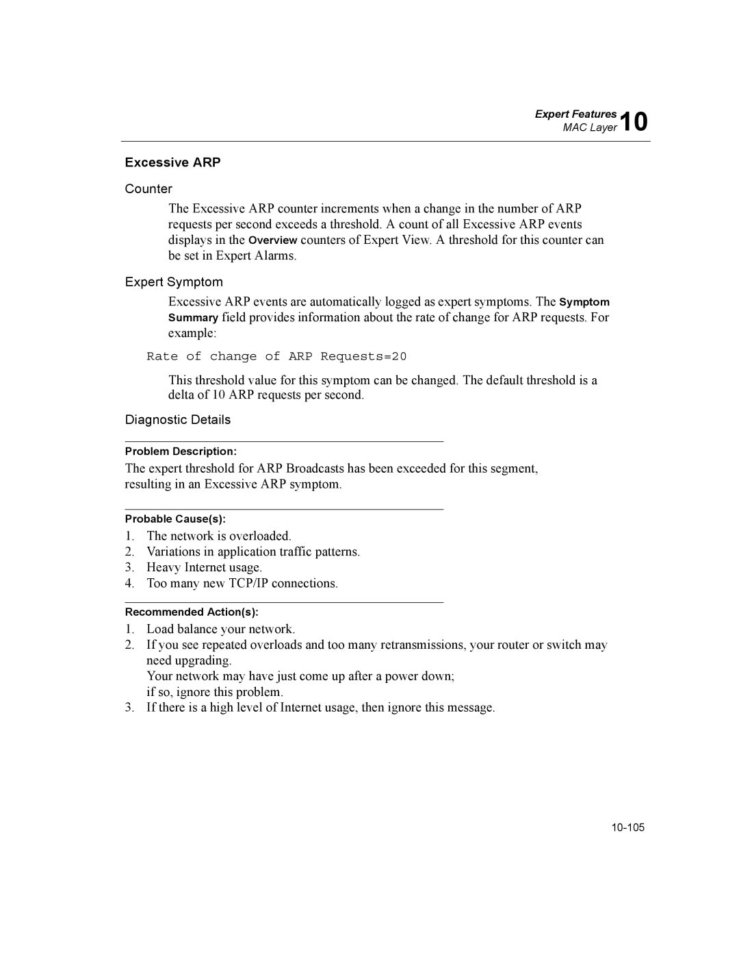 Finisar Surveyor manual Excessive ARP, Rate of change of ARP Requests=20 