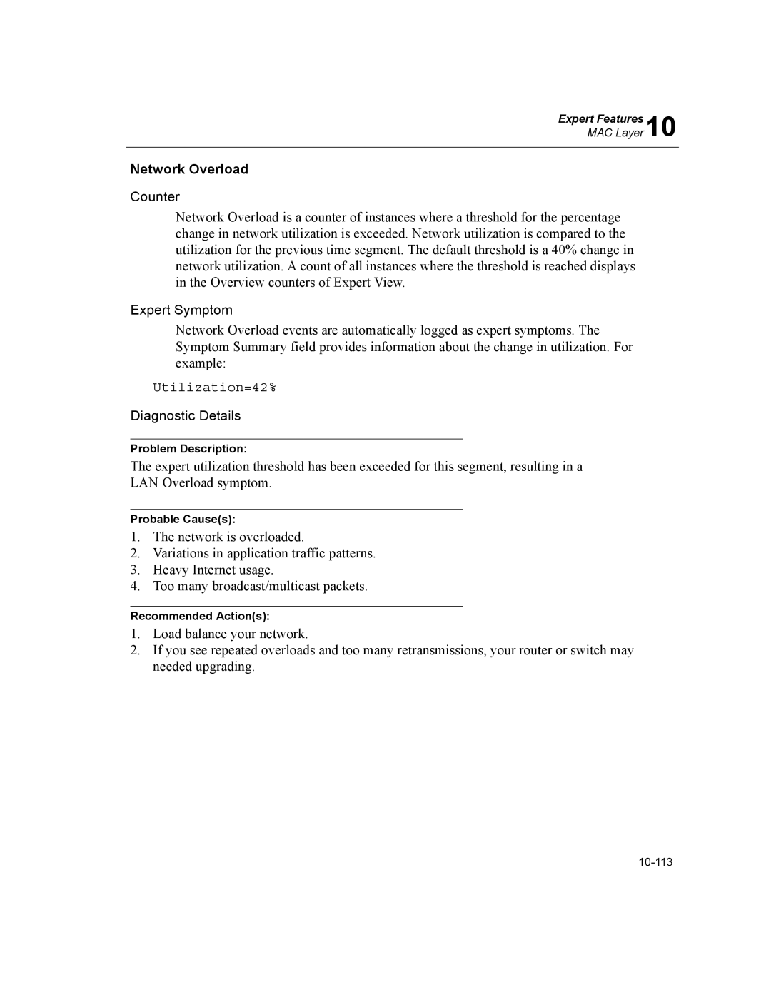 Finisar Surveyor manual Network Overload, Utilization=42% 