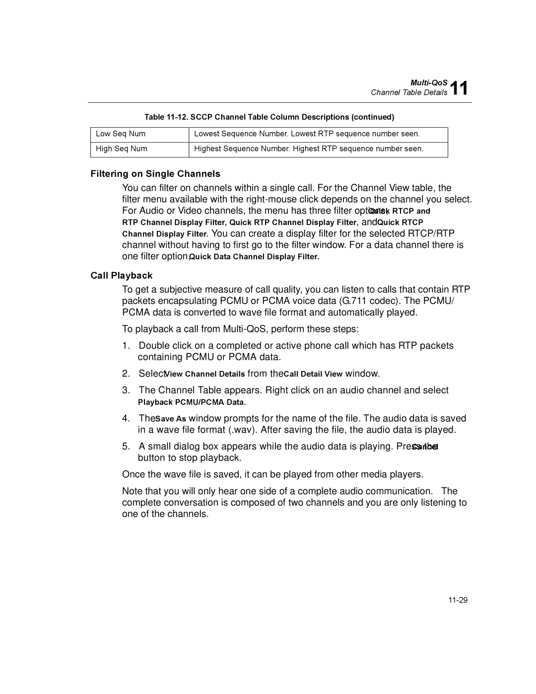 Finisar Surveyor manual Filtering on Single Channels, Call Playback, Playback PCMU/PCMA Data 