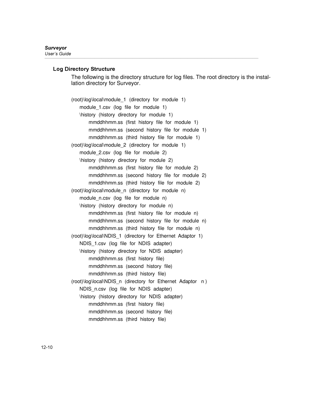 Finisar Surveyor manual Log Directory Structure 