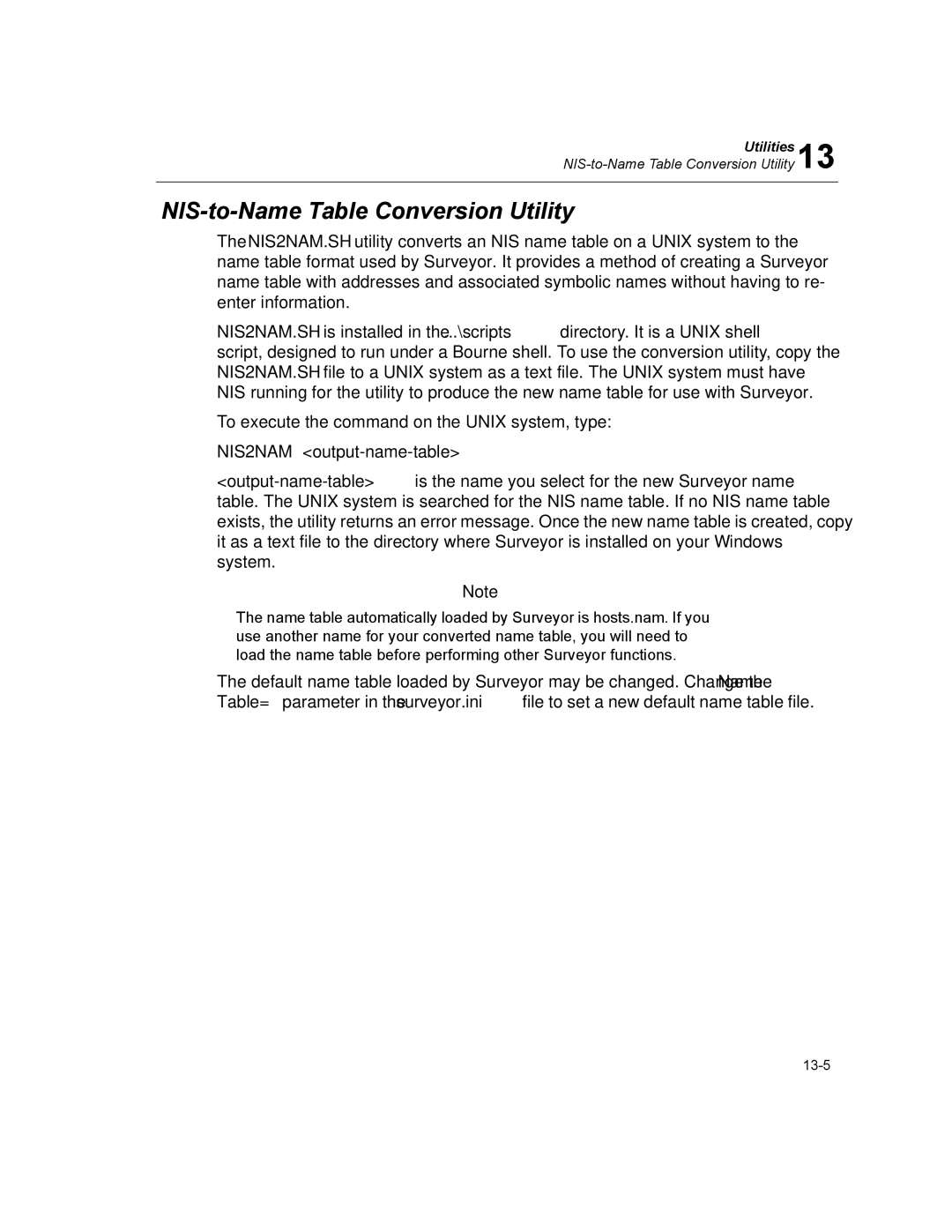 Finisar Surveyor manual NIS-to-Name Table Conversion Utility, NIS2NAM output-name-table 