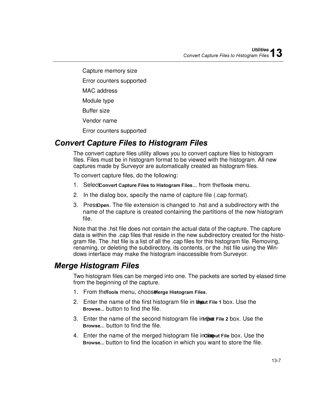 Finisar Surveyor manual Convert Capture Files to Histogram Files, Merge Histogram Files 