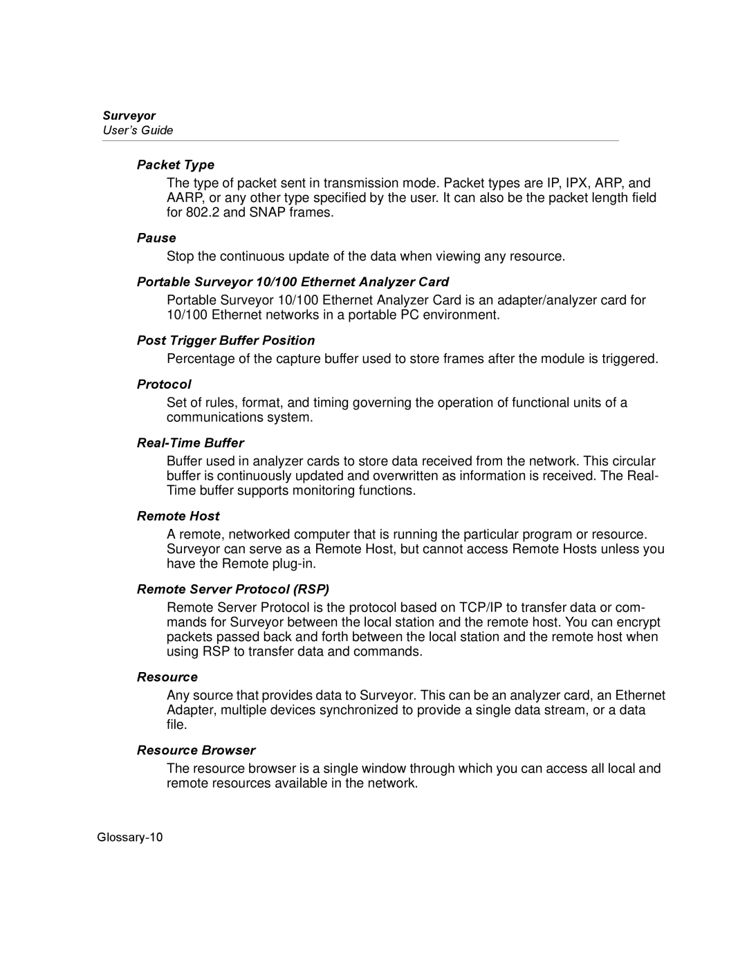 Finisar Surveyor manual Pause 